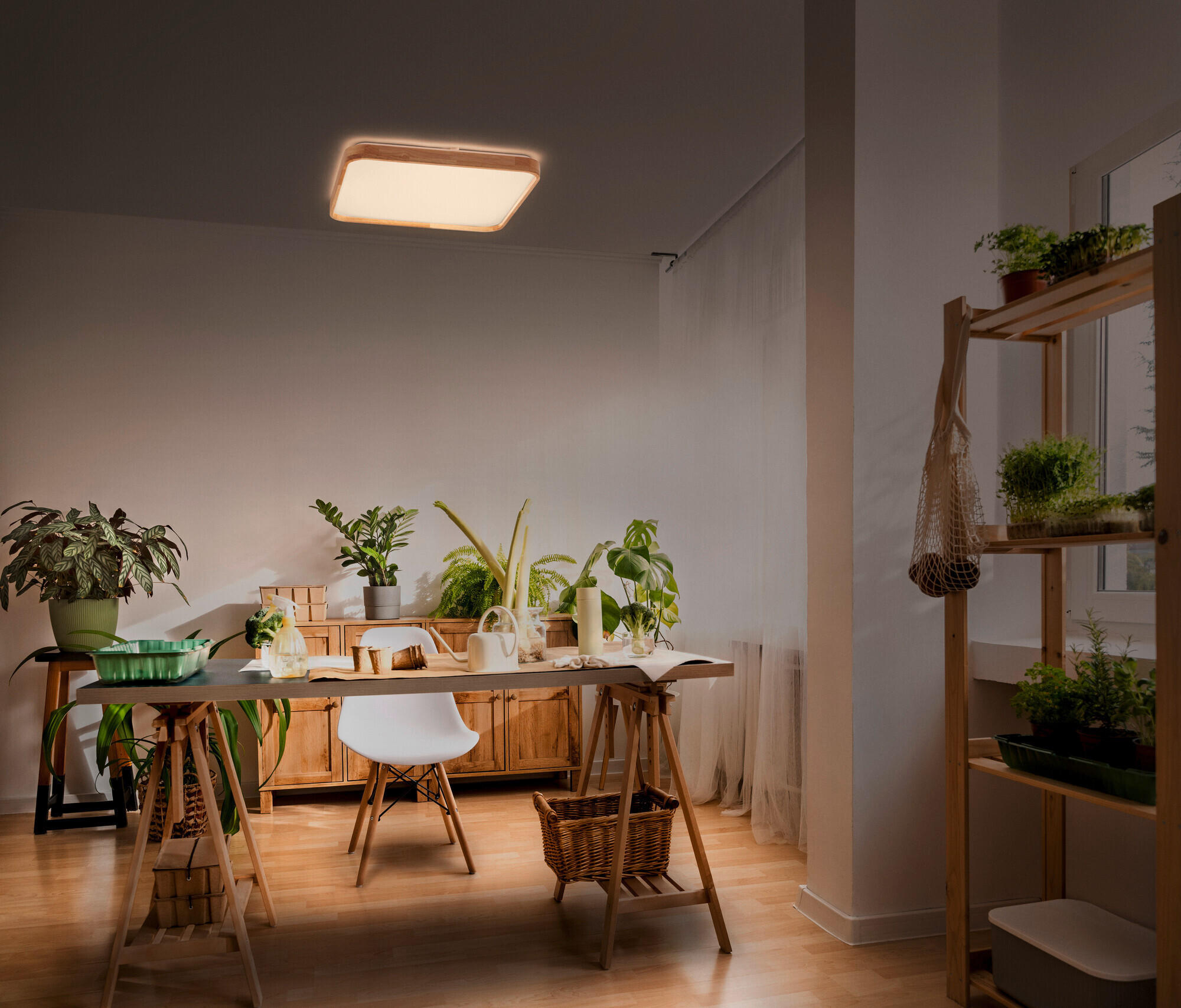 LED-DECKENLEUCHTE 39,5/39,5/6 cm   - Hellbraun/Weiß, Natur, Metall (39,5/39,5/6cm) - Ledvance
