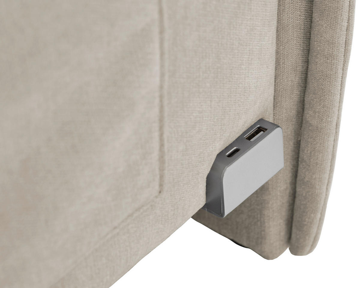 POLSTERBETT 90/200 cm  in Beige  - Eichefarben/Beige, Konventionell, Holz/Textil (90/200cm) - home24