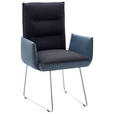 ARMLEHNSTUHL  in Stahl Flachgewebe  - Blau/Edelstahlfarben, Design, Textil/Metall (59/93/59cm) - Dieter Knoll