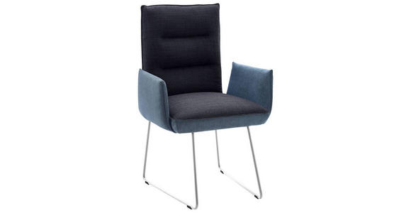 ARMLEHNSTUHL  in Stahl Flachgewebe  - Blau/Edelstahlfarben, Design, Textil/Metall (59/93/59cm) - Dieter Knoll