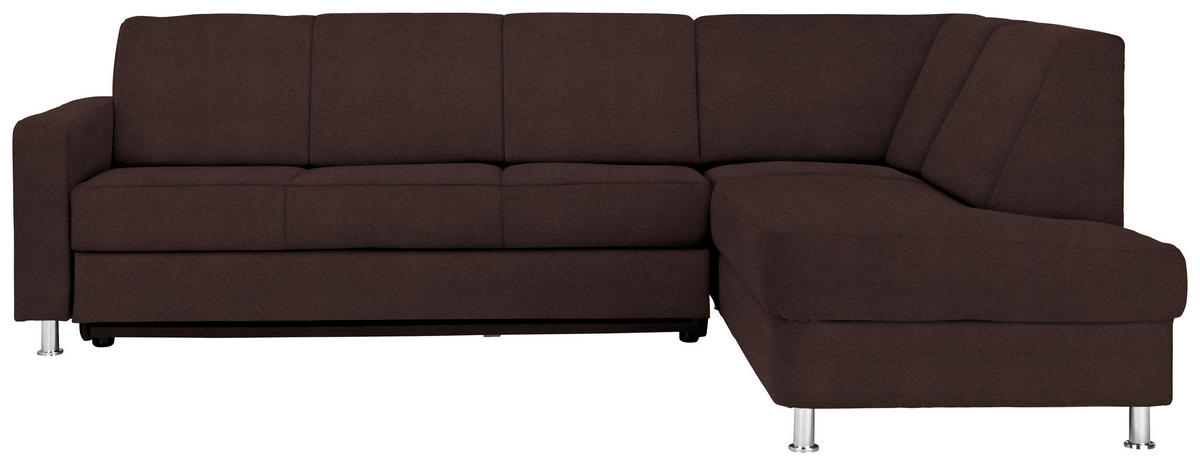 ECKSOFA in Flachgewebe Braun  - Chromfarben/Braun, Design, Textil/Metall (256/198cm) - Xora