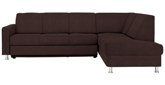 ECKSOFA in Flachgewebe Braun  - Chromfarben/Braun, Design, Textil/Metall (256/198cm) - Xora