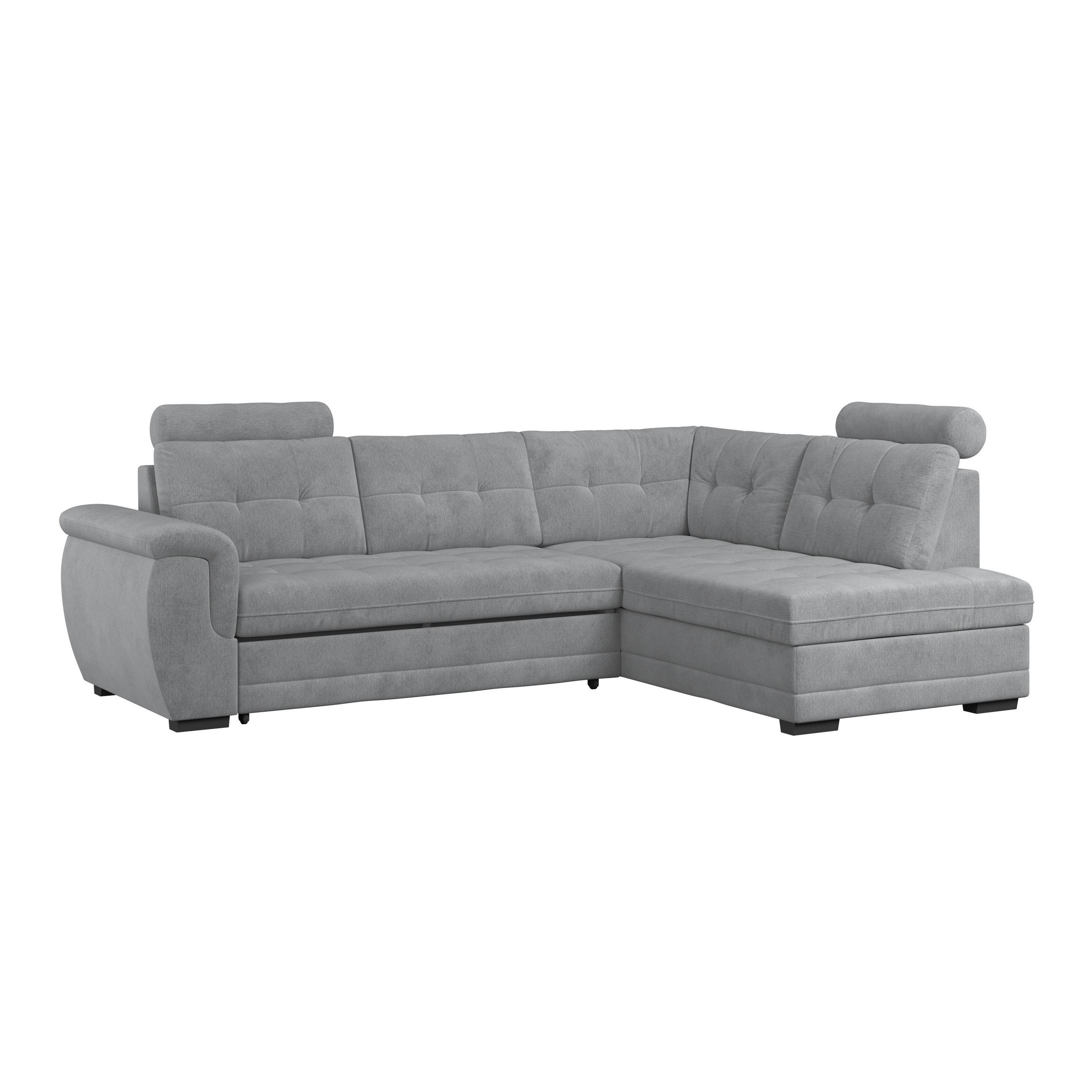 ECKSOFA Mikrofaser, Struktur Grau  - Schwarz/Grau, Konventionell, Kunststoff/Textil (251/183cm) - MID.YOU