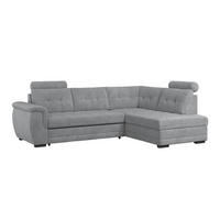 ECKSOFA Grau Mikrofaser, Struktur Bettkasten, Schlaffunktion, Rücken echt, Kopfteilverstellung, Kopfstütze  - Schwarz/Grau, KONVENTIONELL, Kunststoff/Textil (251/183cm) - MID.YOU