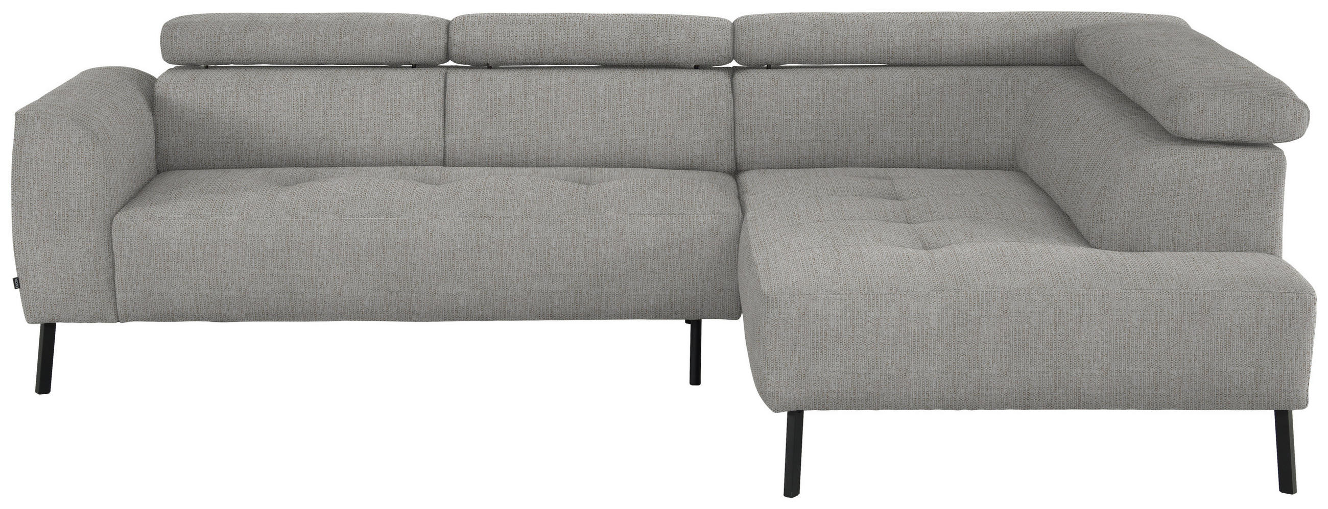 ECKSOFA in Webstoff Beige  - Beige/Schwarz, Design, Textil/Metall (280/205cm) - MID.YOU