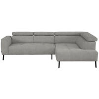 ECKSOFA in Webstoff Beige  - Beige/Schwarz, Design, Textil/Metall (280/205cm) - MID.YOU