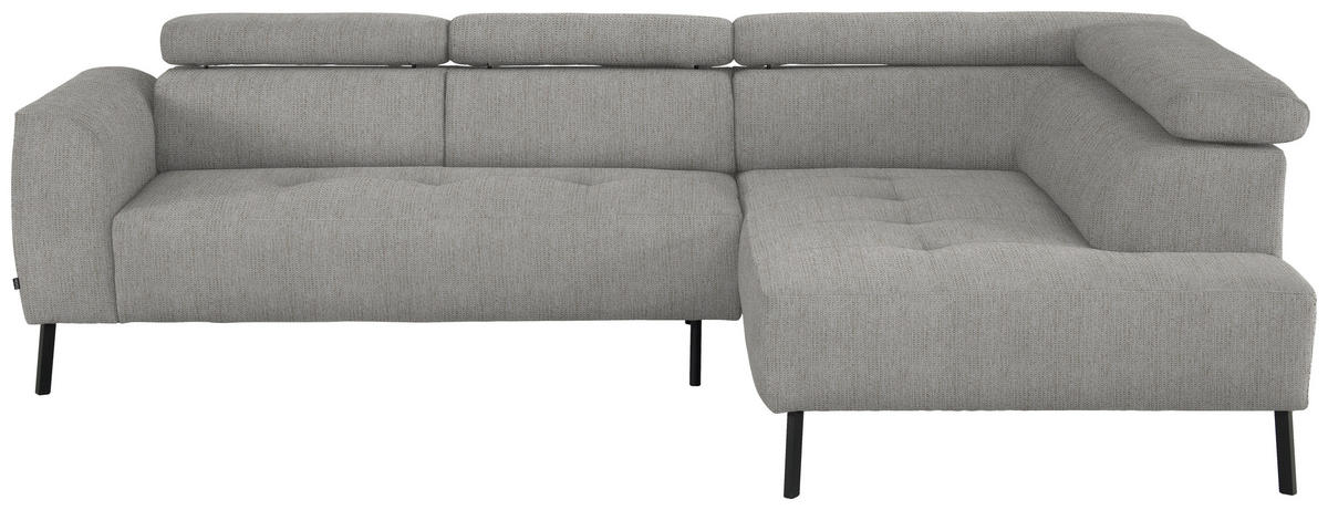 ECKSOFA in Webstoff Beige  - Beige/Schwarz, Design, Textil/Metall (280/205cm) - MID.YOU