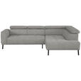 ECKSOFA in Webstoff Beige  280/205 cm  - Beige/Schwarz, Design, Textil/Metall (280/205cm) - Xora