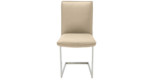 SCHWINGSTUHL  in Nickel Echtleder pigmentiert  - Edelstahlfarben/Beige, Design, Leder/Metall (48/93/65cm) - Ambiente