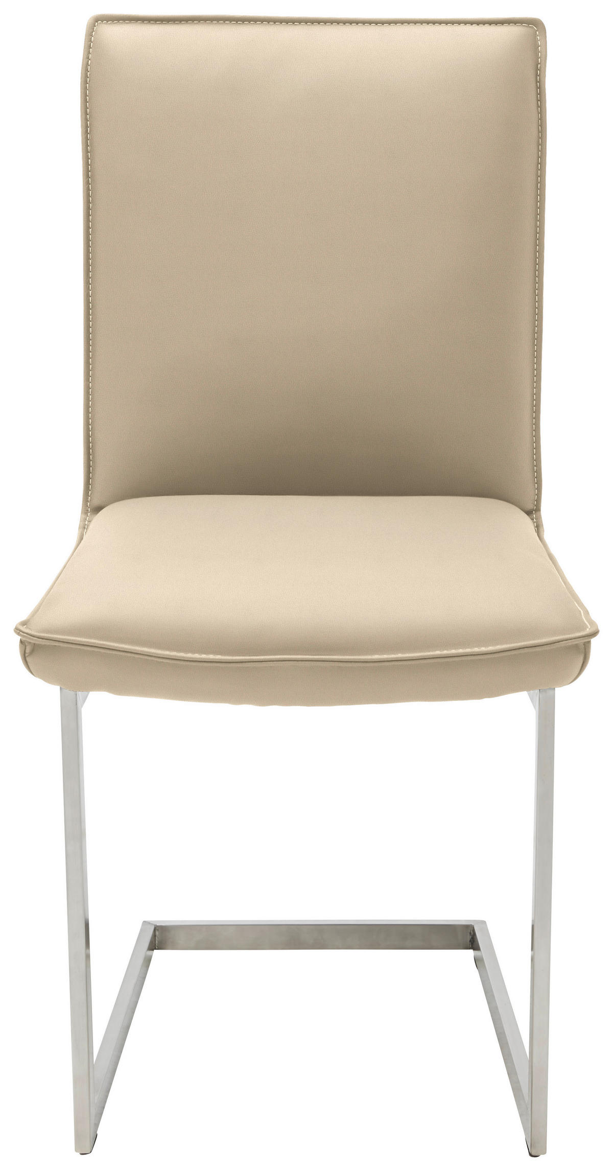SCHWINGSTUHL  in Nickel Echtleder pigmentiert  - Edelstahlfarben/Beige, Design, Leder/Metall (48/93/65cm) - Ambiente
