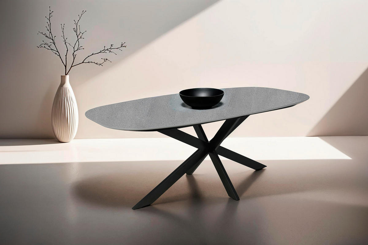 ESSTISCH in Metall, Holzwerkstoff 200/100/76 cm  - Schwarz/Grau, Design, Holzwerkstoff/Metall (200/100/76cm) - MID.YOU
