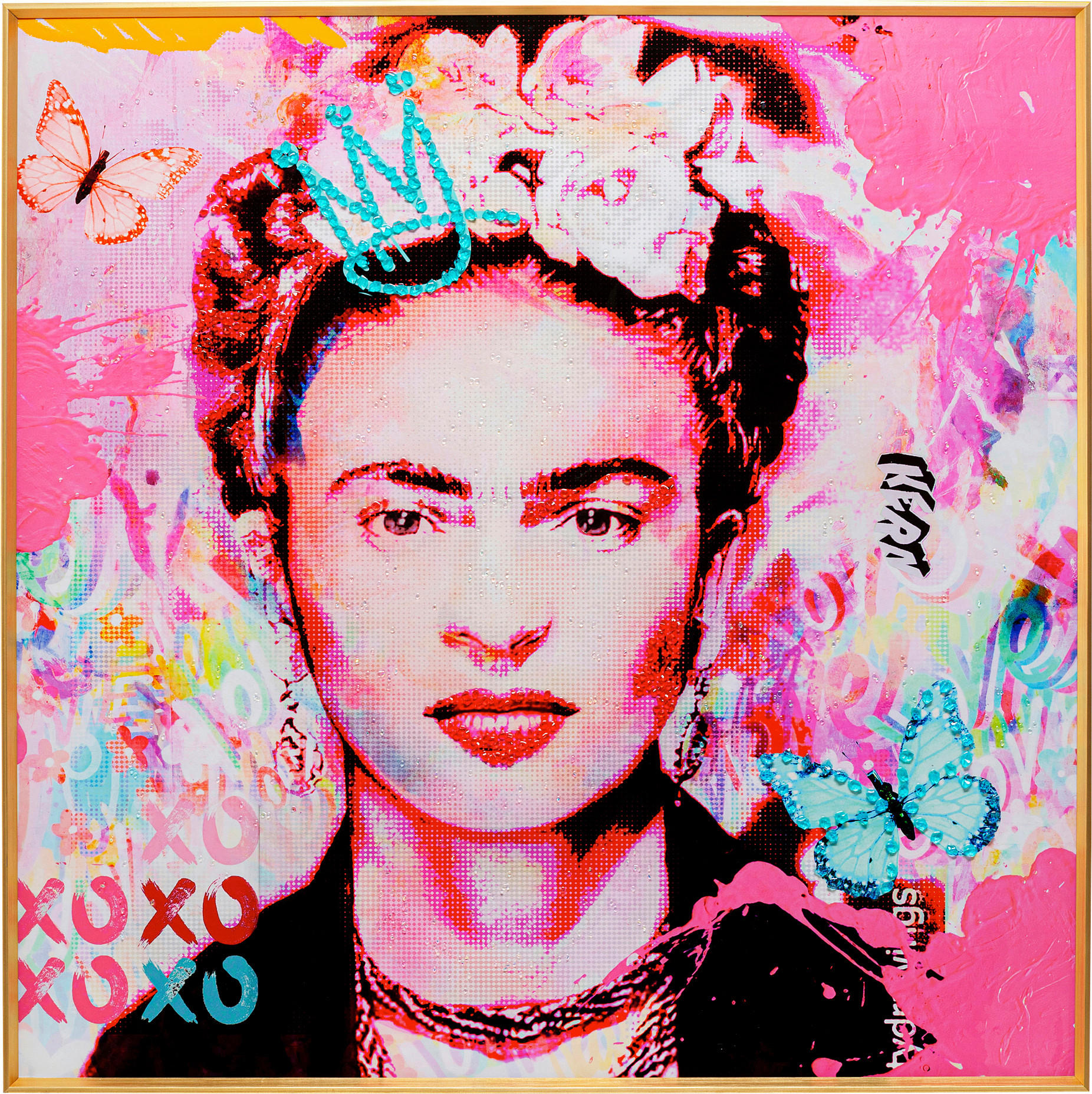 BILD Blumen, Frauen  - Goldfarben/Multicolor, Design, Glas/Kunststoff (100/100cm) - Kare-Design