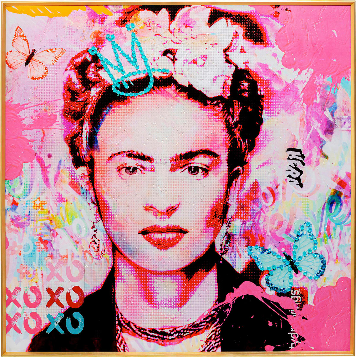 BILD Blumen, Frauen  - Goldfarben/Multicolor, Design, Glas/Kunststoff (100/100cm) - Kare-Design