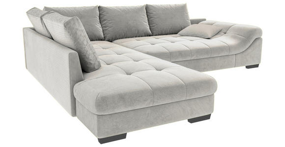ECKSOFA Naturfarben Cord Zierkissen, Rückenkissen, Rücken echt  - Schwarz/Naturfarben, KONVENTIONELL, Holz/Textil (202/298cm) - Carryhome