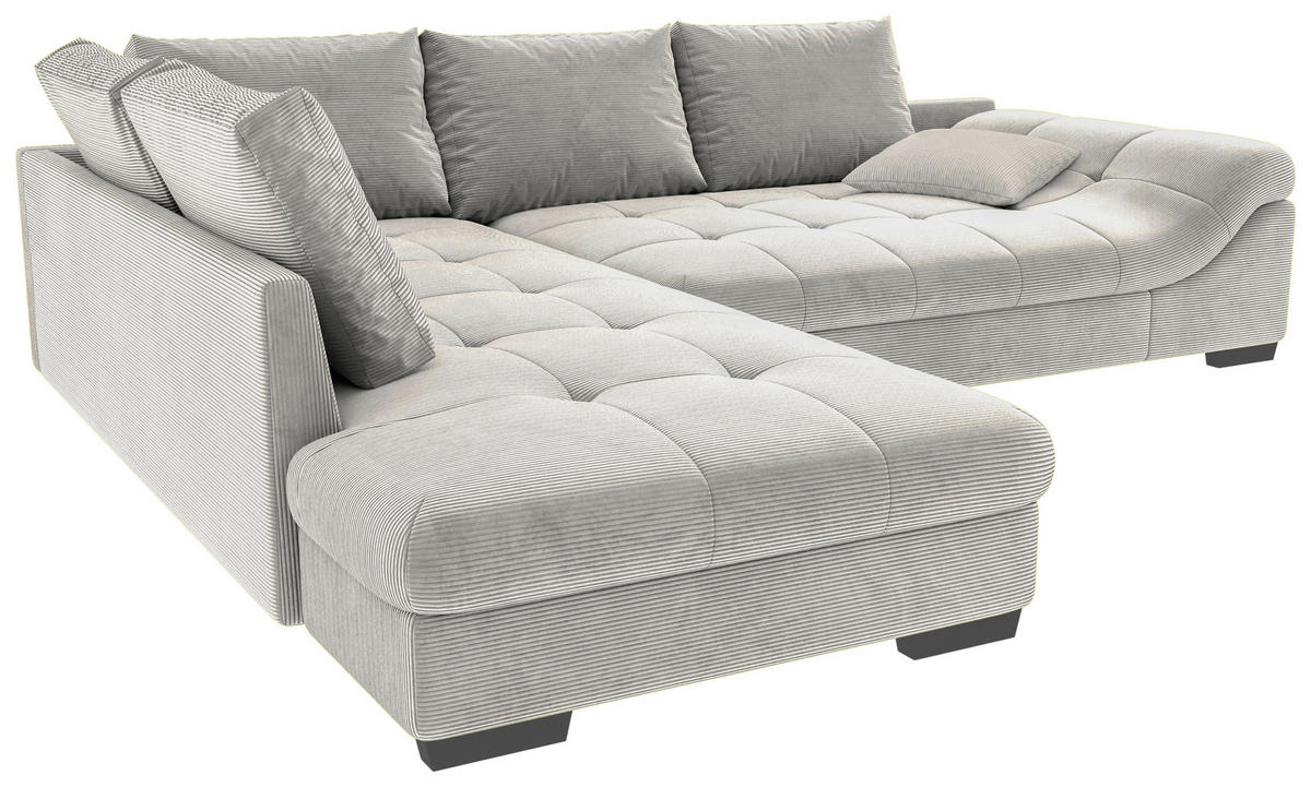 ECKSOFA Naturfarben Cord Zierkissen, Rückenkissen, Rücken echt  - Schwarz/Naturfarben, KONVENTIONELL, Holz/Textil (202/298cm) - Carryhome