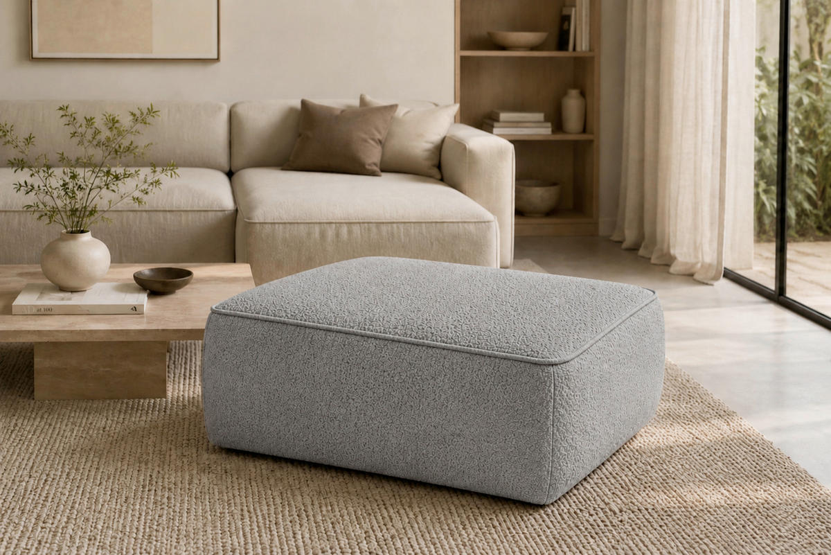 HOCKER in Textil, Holzwerkstoff Grau  - Schwarz/Grau, KONVENTIONELL, Holzwerkstoff/Kunststoff (105/43/65cm) - Livetastic