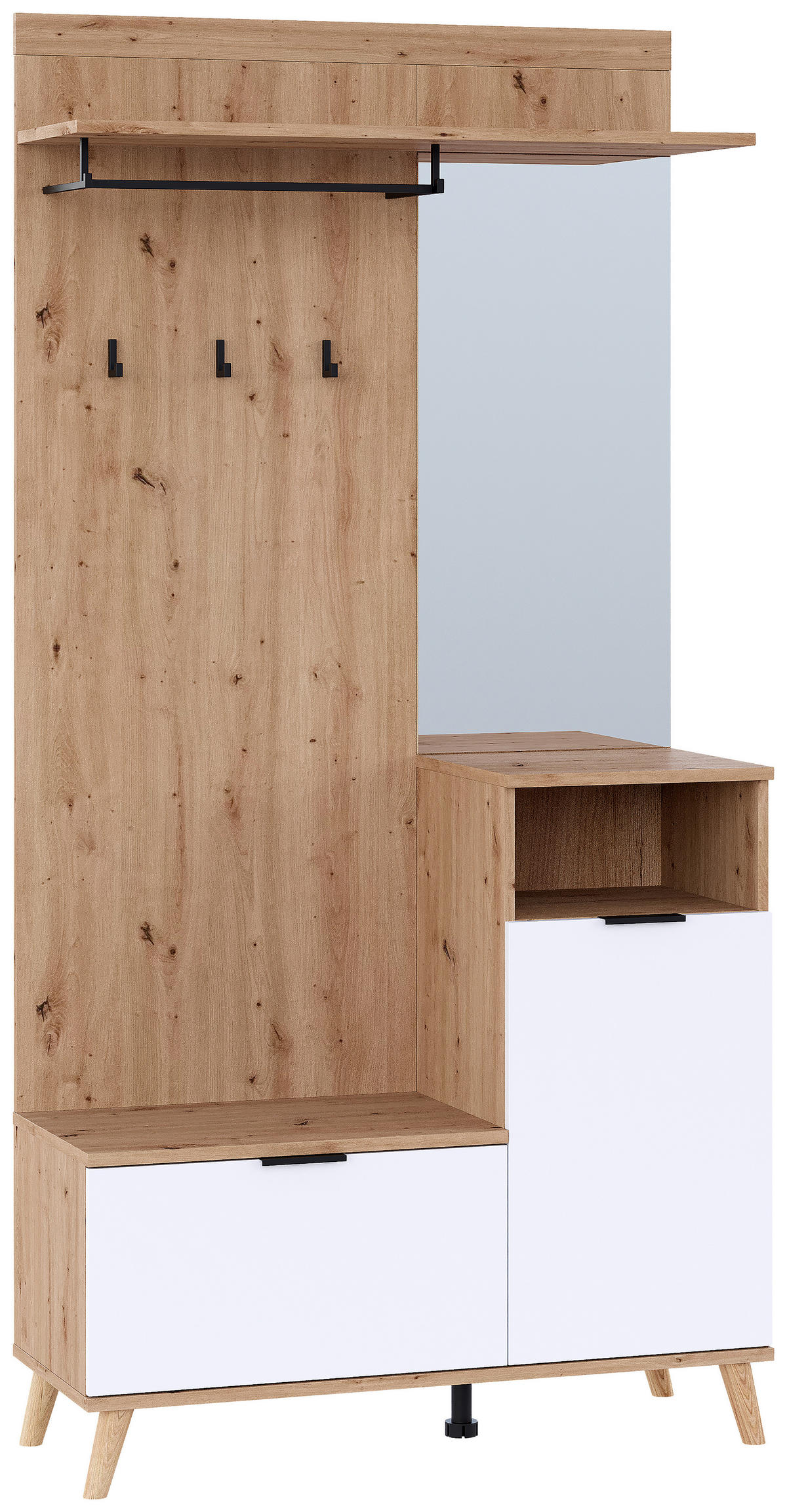 GARDEROBE  in 100/202/40 cm  - Weiß/Eiche Artisan, Design, Glas/Holzwerkstoff (100/202/40cm) - home24