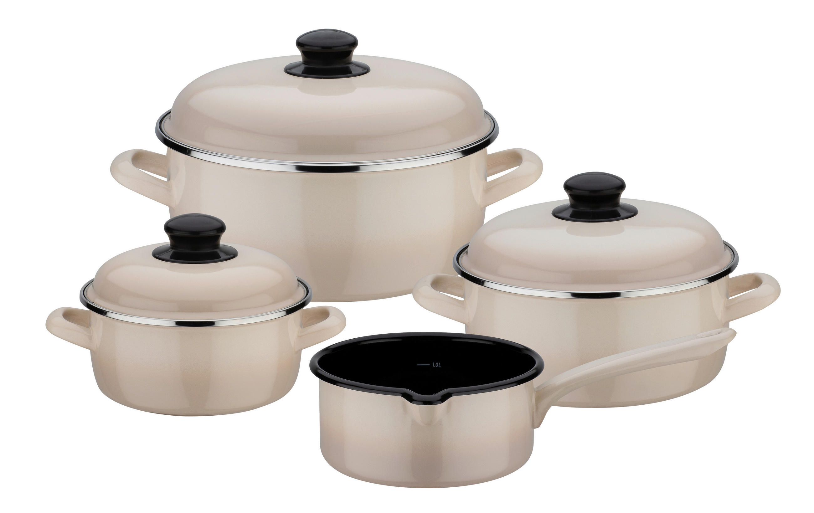 KOCHTOPFSET Creme Shadow 4-teilig  - Creme, Basics, Metall - GSW