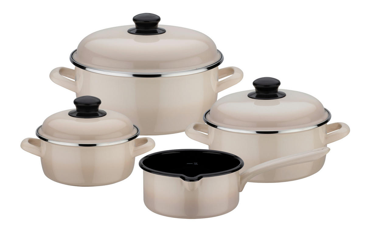 KOCHTOPFSET Creme Shadow 4-teilig  - Creme, Basics, Metall - GSW