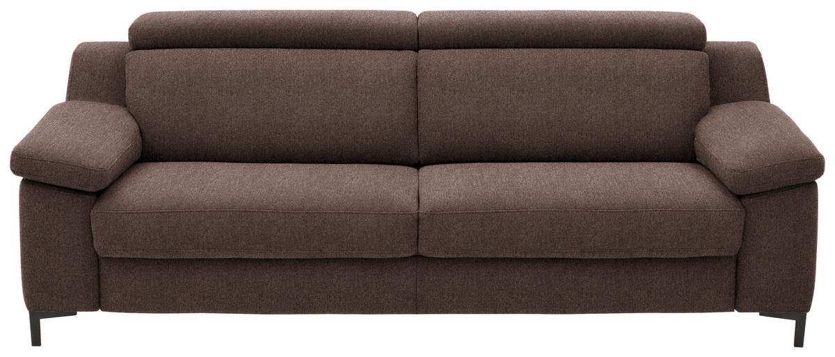 3-SITZER-SOFA in Chenille Dunkelbraun  - Dunkelbraun/Schwarz, Design, Textil/Metall (230/104/104cm) - Valdera