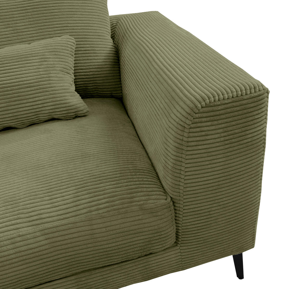 ECKSOFA in Cord Olivgrün  - Schwarz/Olivgrün, Design, Textil/Metall (172/313cm) - Livetastic
