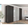SCHWEBETÜRENSCHRANK 316/235/68 cm 4-türig Graphitfarben, Grau  - Chromfarben/Graphitfarben, KONVENTIONELL, Glas/Holzwerkstoff (316/235/68cm) - Novel