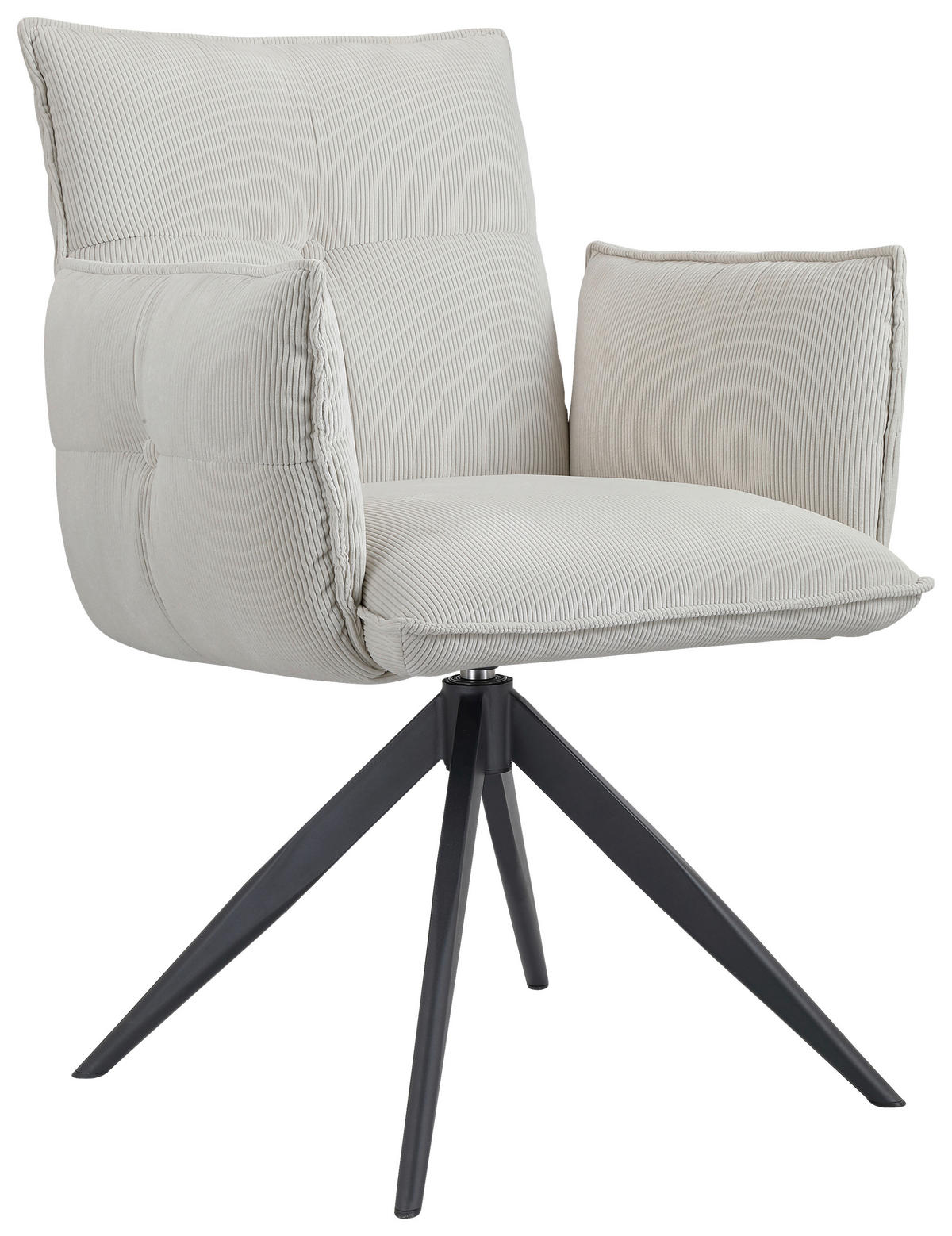 ARMLEHNSTUHL  in Eisen Cord  - Beige/Schwarz, Design, Textil/Metall (63,5/85/63,5cm) - Novel