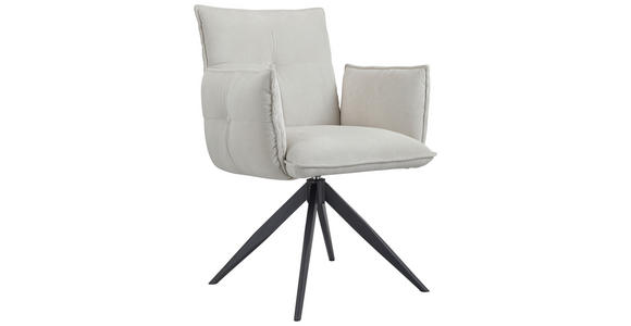 ARMLEHNSTUHL  Stoffauswahl, Sitzfläche 360° drehbar Cord  - Beige/Schwarz, Design, Textil/Metall (63,5/85/63,5cm) - Novel