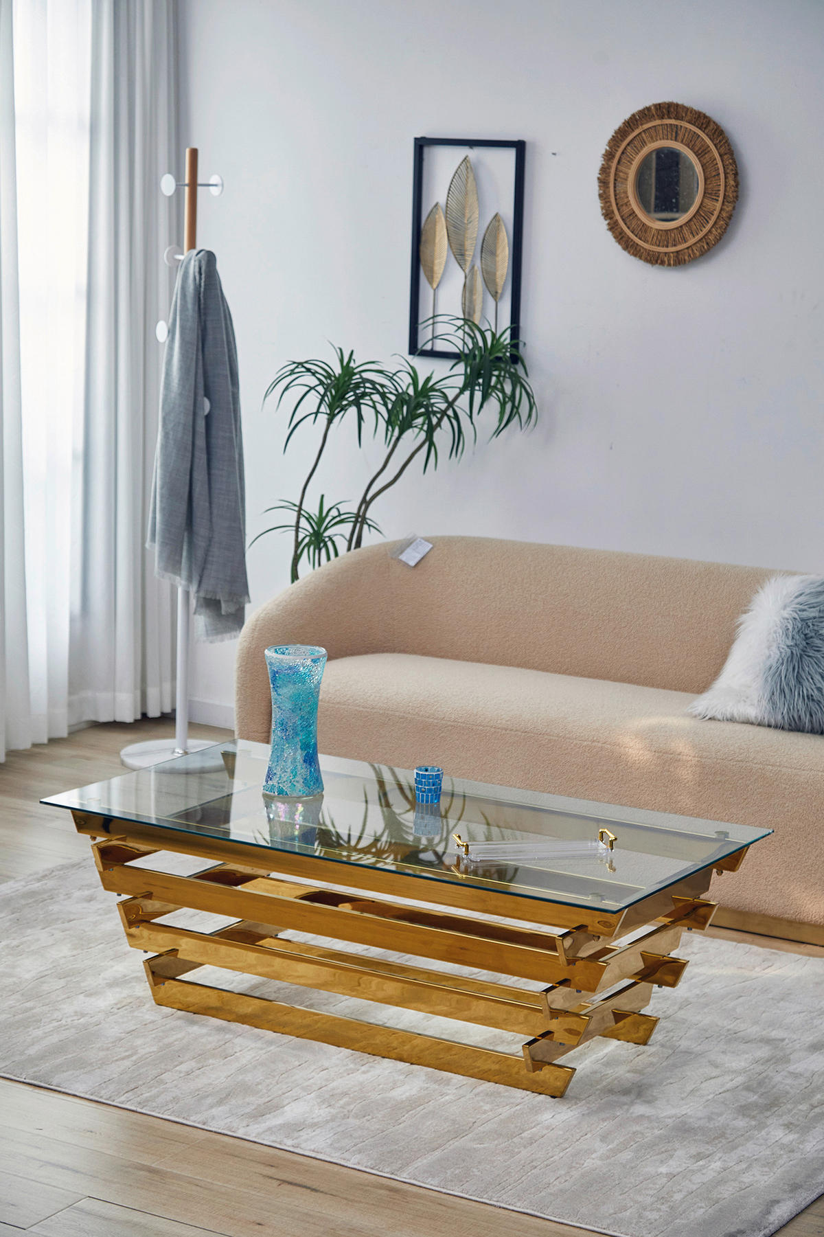 COUCHTISCH in Glas 130/70/45 cm  - Klar/Goldfarben, Design, Glas/Metall (130/70/45cm) - Livetastic