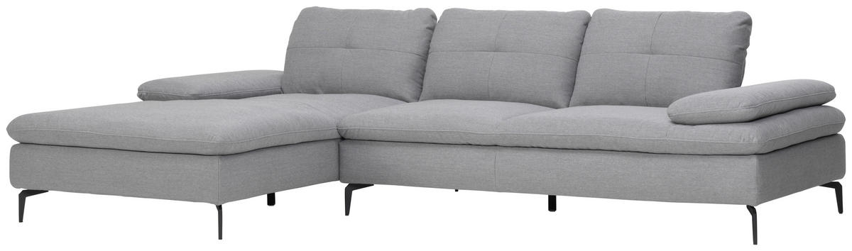 ECKSOFA in Webstoff Hellgrau  179/301 cm  - Hellgrau/Schwarz, Design, Textil/Metall (179/301cm) - Chilliano
