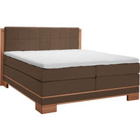 BOXSPRINGBETT 180/200 cm,  in Braun, Buchefarben, Matratze, gepolstertes Kopfteil, Topper, H2 = mittel, H3 = fest  - Buchefarben/Braun, Natur, Holz/Textil (180/200cm) - Linea Natura
