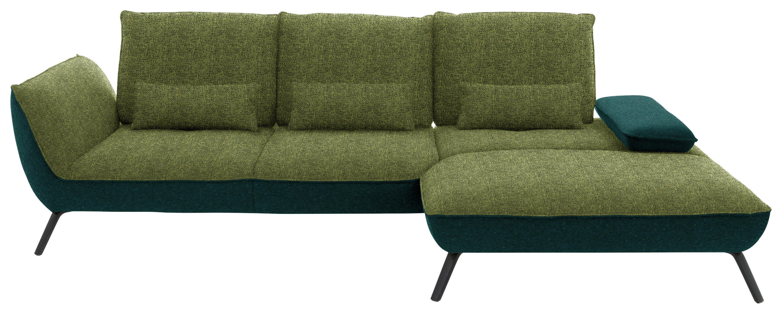 ECKSOFA  in Flachgewebe Grün  301/191 cm  - Schwarz/Grün, Design, Textil/Metall (301/191cm) - Moderano