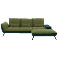ECKSOFA  in Flachgewebe Grün  301/191 cm  - Schwarz/Grün, Design, Textil/Metall (301/191cm) - Moderano