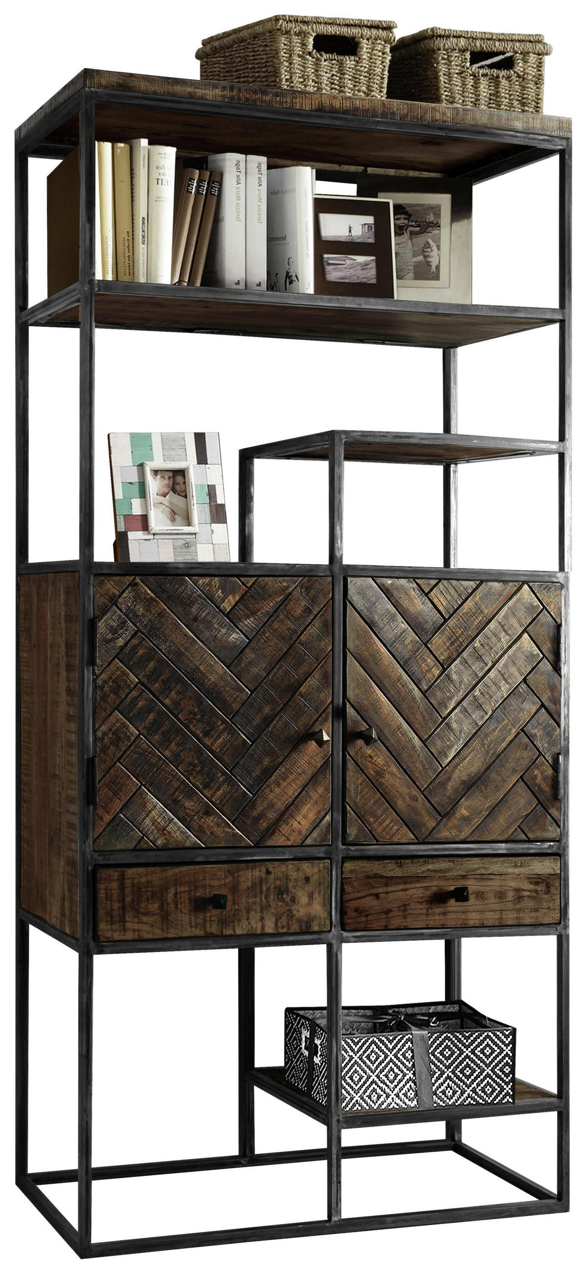 Regal 90/190/40 cm Anthrazit, Akaziefarben