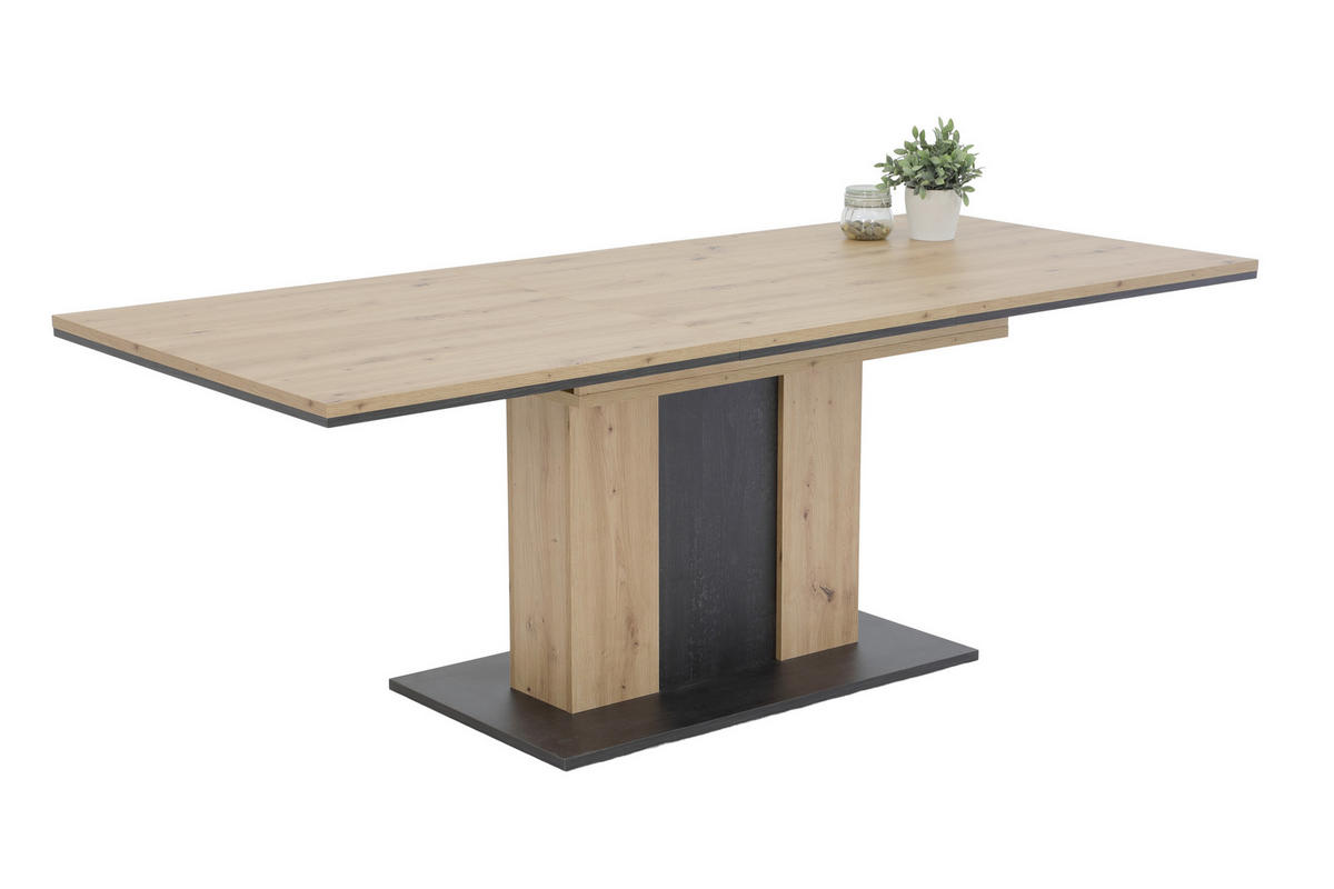 TISCHGRUPPE in Metall, Textil, Holzwerkstoff Schlammfarben, Eiche Artisan  - Schlammfarben/Eiche Artisan, MODERN, Holzwerkstoff/Textil (160 - 210/75/90cm) - MID.YOU