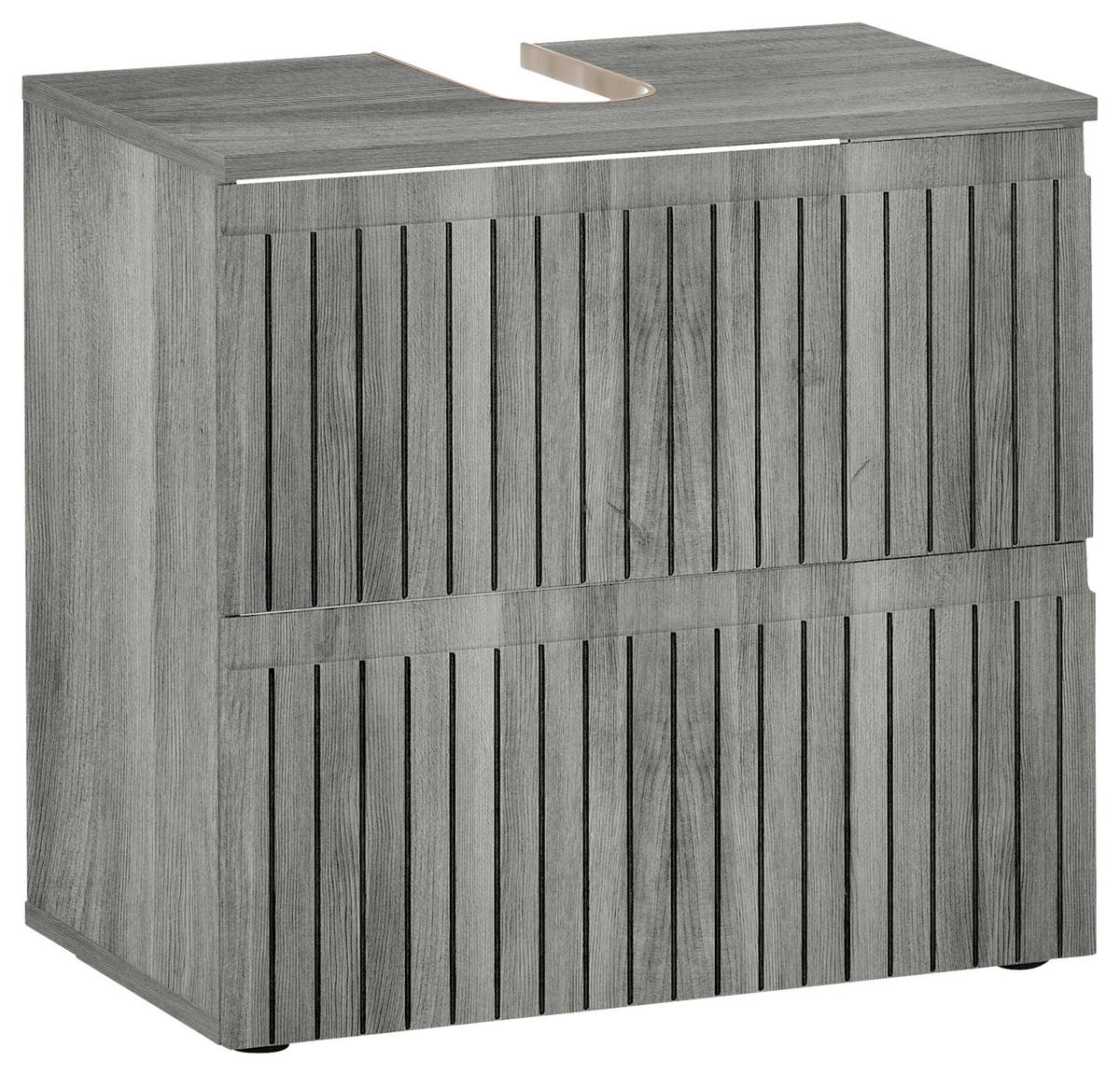 WASCHBECKENUNTERSCHRANK 60/57/36 cm  - Eiche grau/Schwarz, Modern, Holzwerkstoff/Kunststoff (60/57/36cm) - MID.YOU