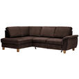 ECKSOFA in Flachgewebe Dunkelbraun  - Eichefarben/Dunkelbraun, Design, Holz/Textil (185/253cm) - Cantus