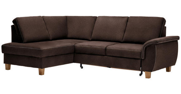 ECKSOFA in Flachgewebe Dunkelbraun  - Eichefarben/Dunkelbraun, Design, Holz/Textil (185/253cm) - Cantus