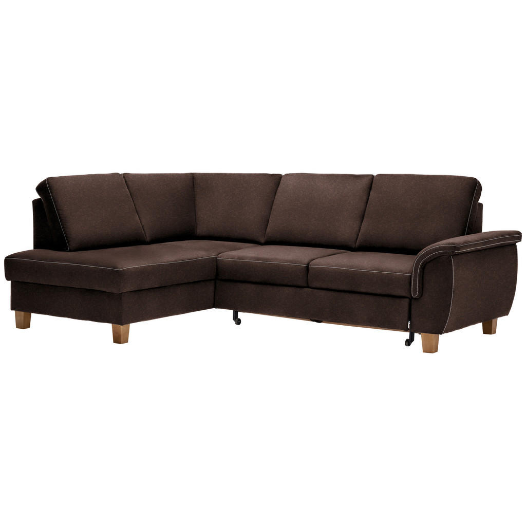 Thumbnail - Cantus Ecksofa, Braun, Textil, Eiche, Uni, 4-Sitzer, Ottomane links, L-Form, 253x185 cm, Stoffauswahl, Liegefunktion, se...