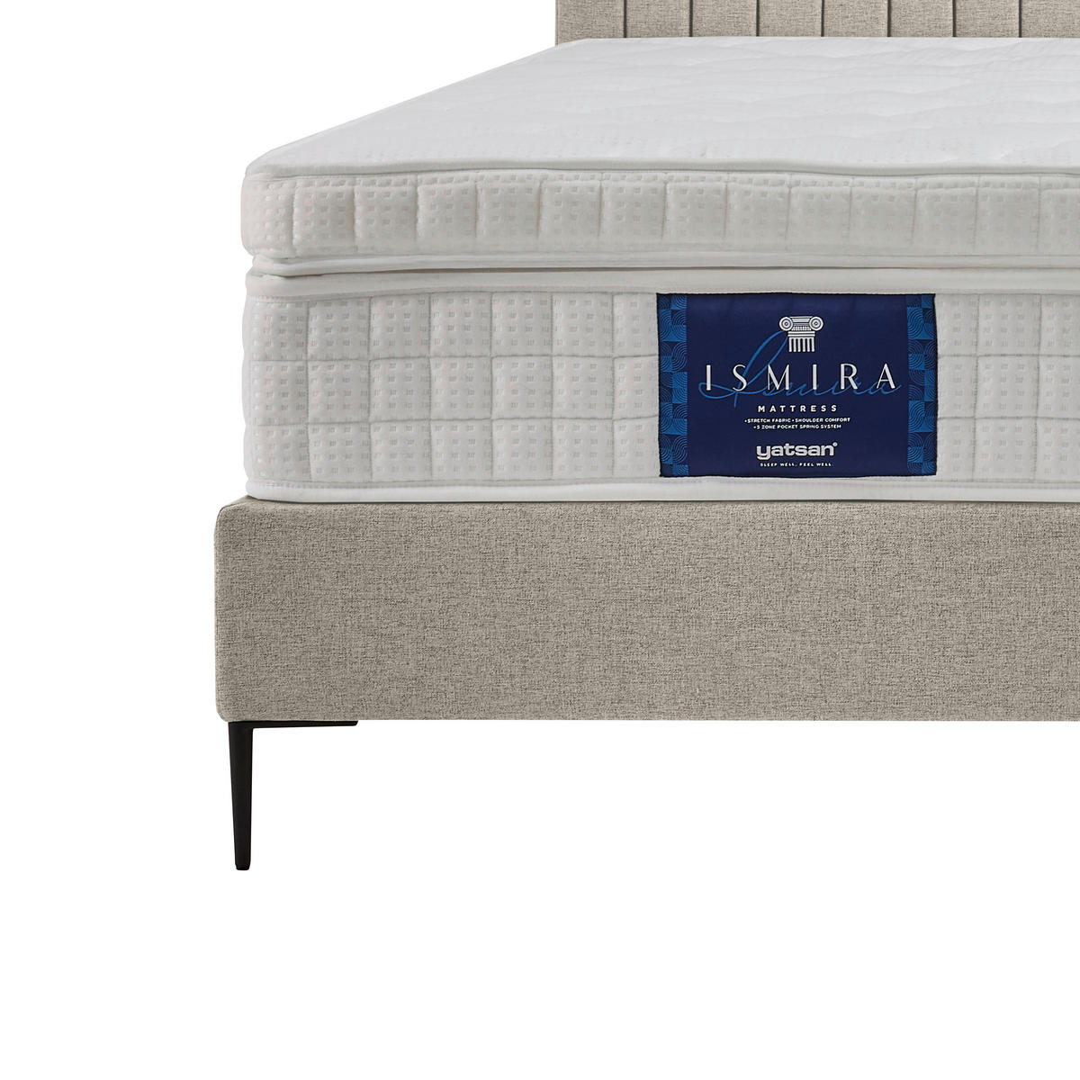 BOXSPRINGBETT 180/200 cm  in Creme  - Creme/Schwarz, MODERN, Holzwerkstoff/Textil (180/200cm) - MID.YOU