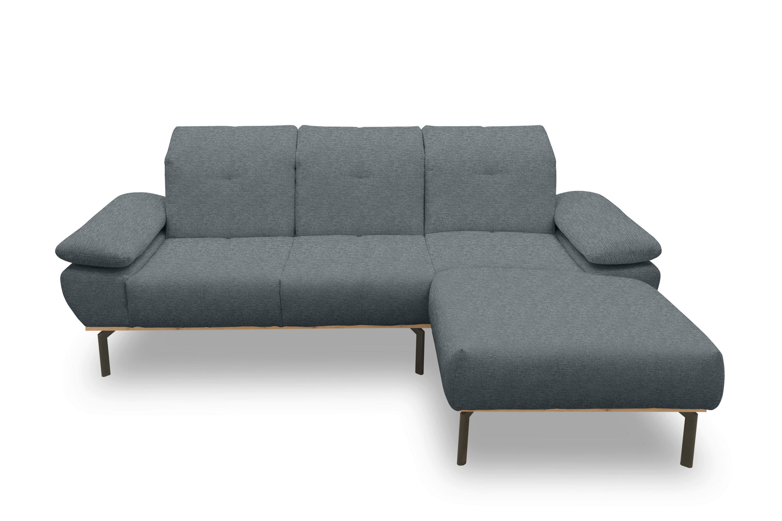 ECKSOFA Grau Mikrofaser  - Wildeiche/Schwarz, Design, Textil/Metall (242/170cm) - MID.YOU