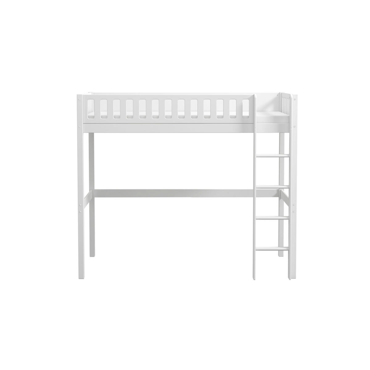 HOCHBETT 90/200 cm,  in Absturzsicherung, Leiter, Rollrost  - Weiß, MODERN, Holz (90/200cm) - Chameo