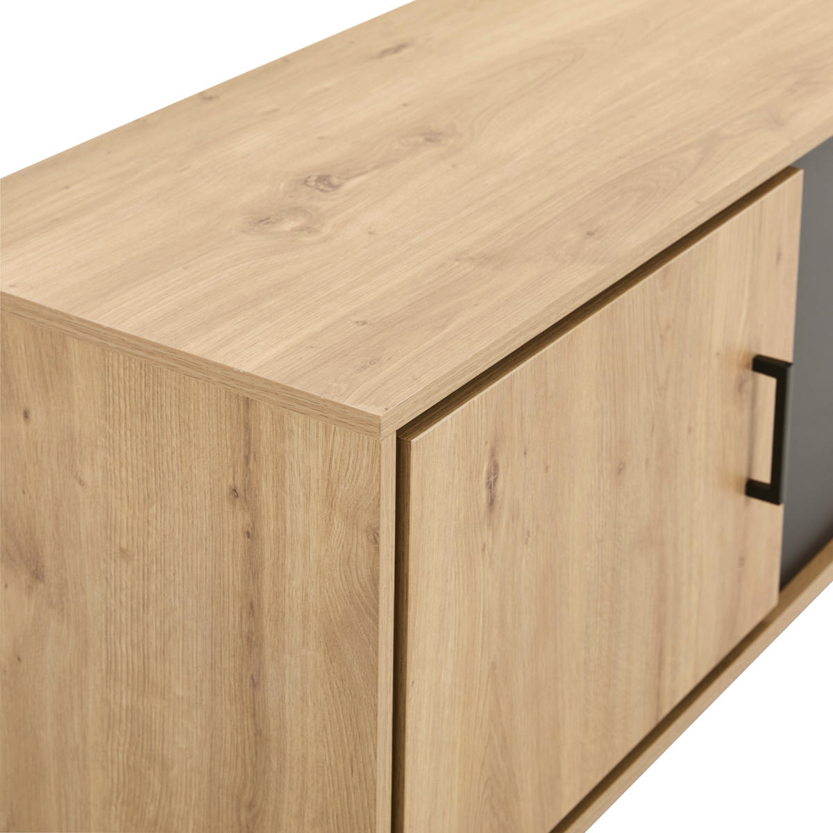 LOWBOARD  in 180/56/40 cm  - Eichefarben/Schwarz, LIFESTYLE, Holzwerkstoff/Metall (180/56/40cm) - Xora