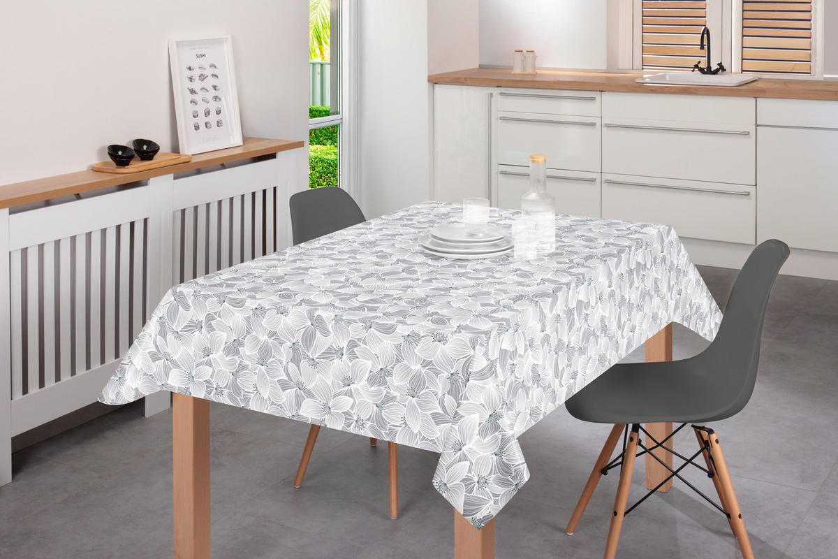 TISCHDECKE Milano Kunststoff Hellgrau 140/180 cm  - Hellgrau, Design, Kunststoff (140/180cm) - Esposa