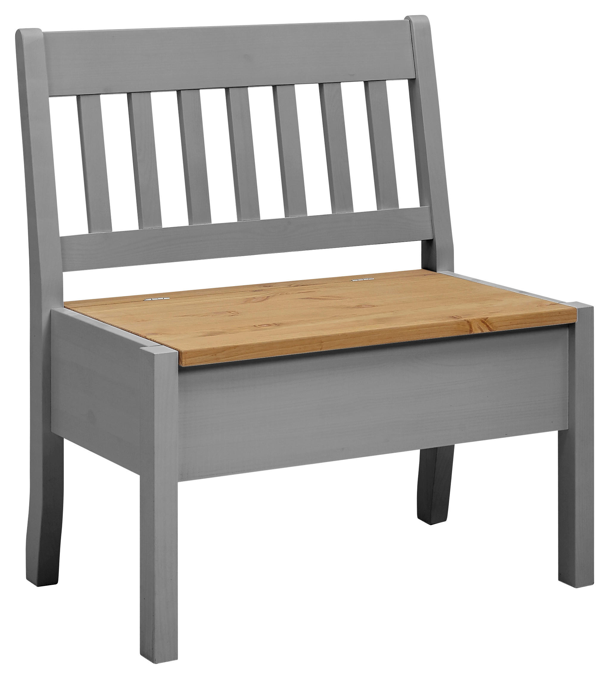 SITZBANK 83/93/58 cm Grau, Laugenfarbig Kiefer massiv - Laugenfarbig/Grau, ROMANTIK / LANDHAUS, Holz (83/93/58cm) - Boxxx