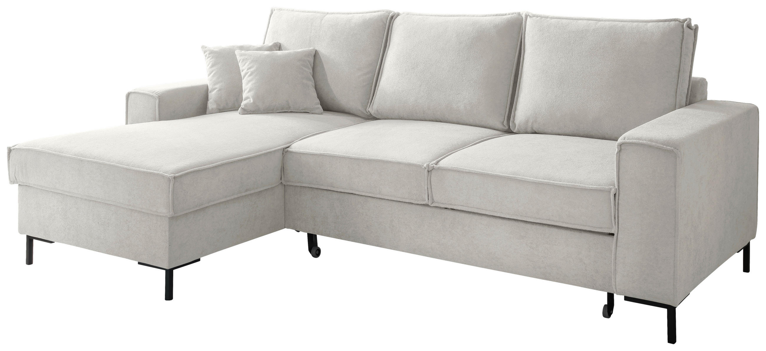 ECKSOFA in Mikrofaser Beige  - Beige/Schwarz, MODERN, Textil/Metall (150/240cm) - Livetastic