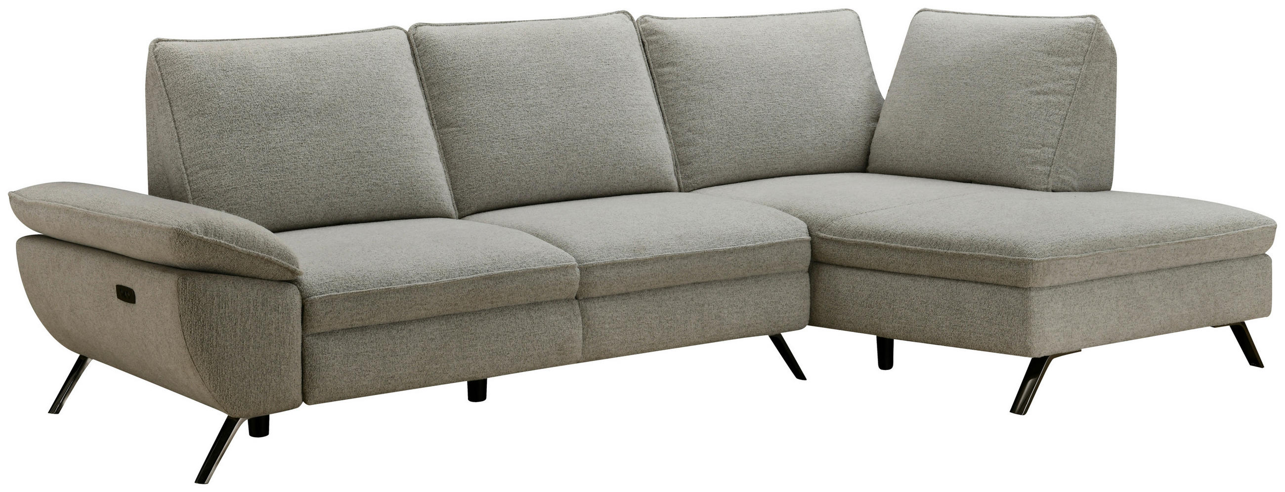 ECKSOFA Beige Webstoff  - Beige/Schwarz, MODERN, Textil/Metall (290/161cm) - Livetastic