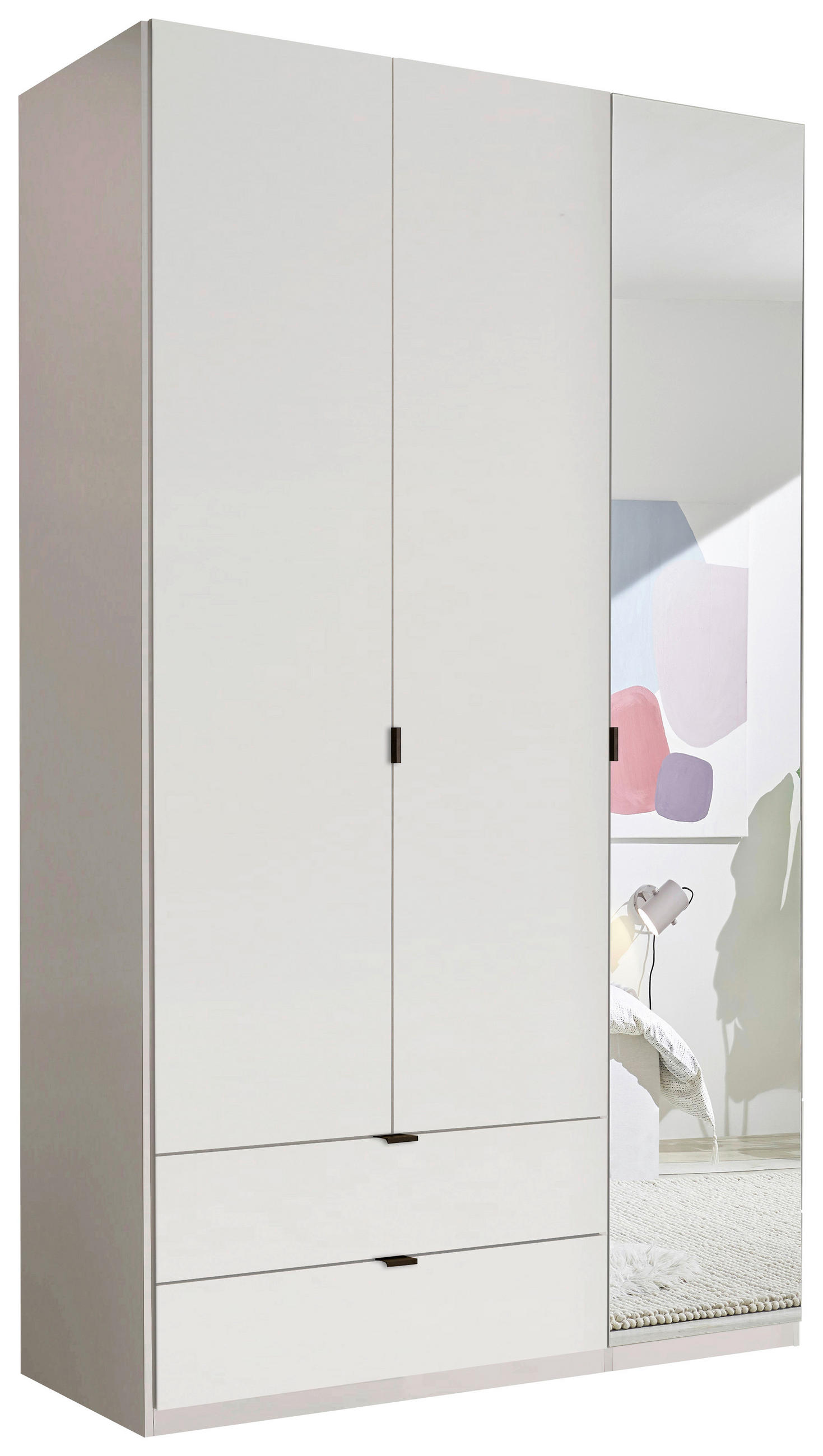 DREHTÜRENSCHRANK 135,4/225,5/57 cm 3-türig Weiß  - Schwarz/Weiß, MODERN, Glas/Holzwerkstoff (135,4/225,5/57cm) - Xora