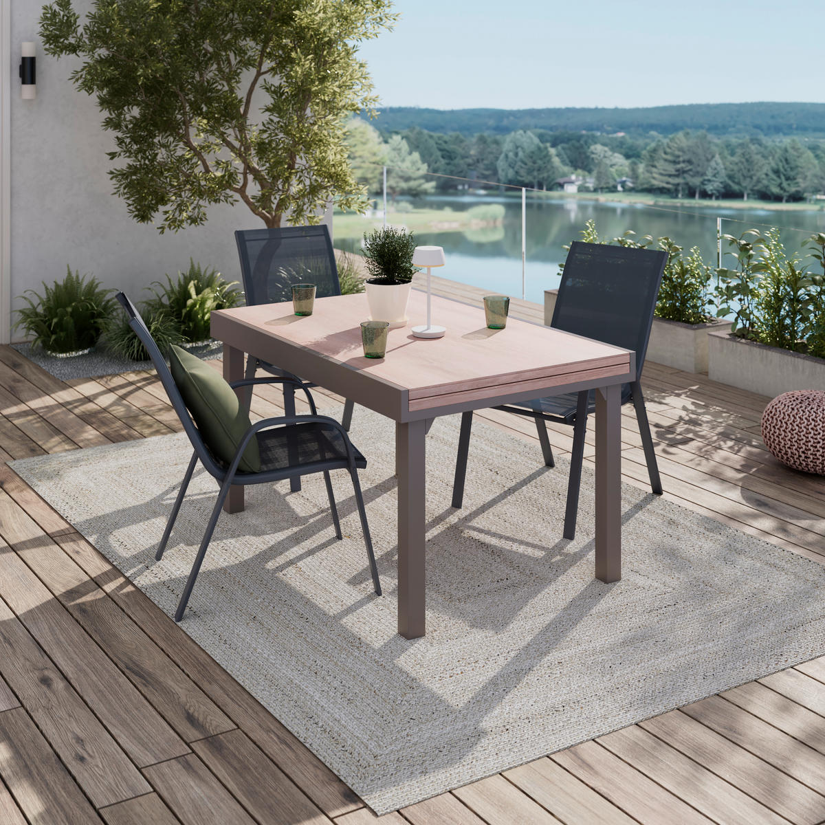 ZÁHRADNÝ STÔL, kov, plast, 135/270/75/90 cm135/270/75/90 cm - hnedá, Modern, kov/plast (135/270/75/90cm) - Ambia Garden