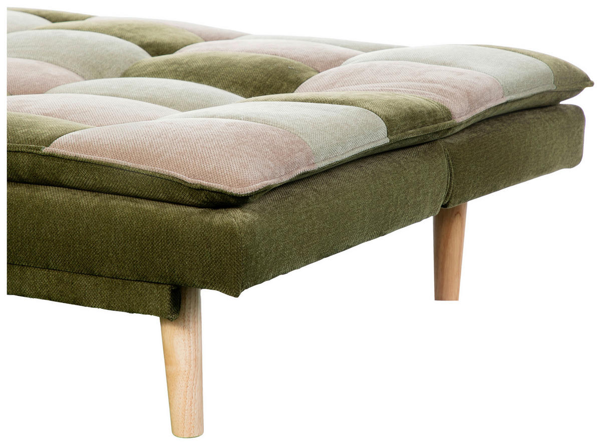 SCHLAFSOFA Chenille Grün, Hellgrün, Hellbraun  - Hellbraun/Naturfarben, Design, Holz/Textil (180cm) - MID.YOU
